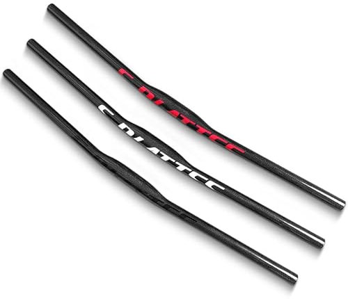 Carbon-Lenker für Mountainbike, flache Stangen, 31,8 mm, 3K, glänzend, 680 mm, 720 mm, 760 mm, MTB-Lenker für Mountainbikes, Rennräder (rotes Logo, 720 mm)