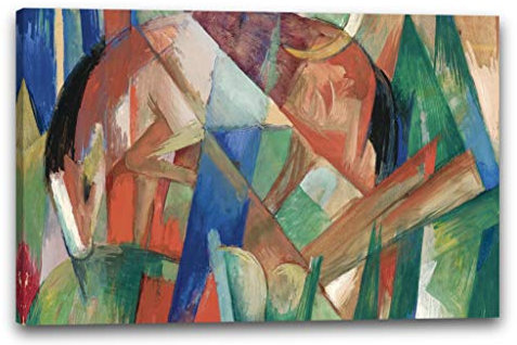 Leinwandbild (40x30cm) Franz Marc: Fabeltier II (Pferd) (1913), Leinwand auf Keilrahmen gespannt und fertig zum Aufhängen, hochwertiger Kunstdruck aus deutscher Produktion