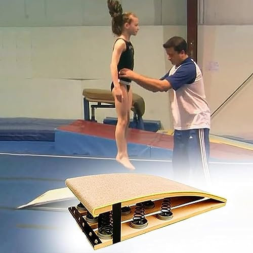 OQOPO Gymnastik-Sprungbrett, extra hochelastisches Federbrett für Erwachsene, mit 6 Feder- und rutschfesten Fußpolstern, für Voltigiertraining, Fitness