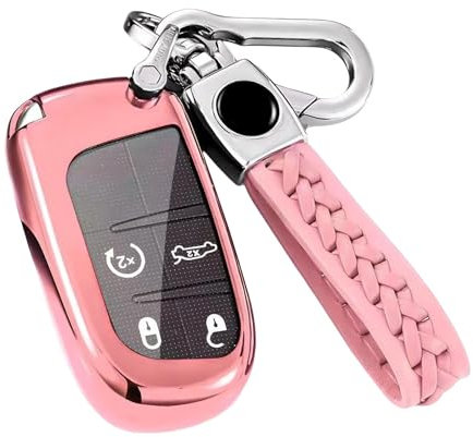 Z.MYUKI 【5 Farben】 Compass MP my21 Schlüsselhülle mit Schlüsselanhänger für Jeep Compass 2017-2023 2024 Zubehör Key Cover (Rosa)