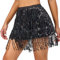 PLIKSUVER Damen Glitzer Rock Pailletten Fransen Rock Karneval Quasten Rock Bauchtanz Kostüm Rave Rock