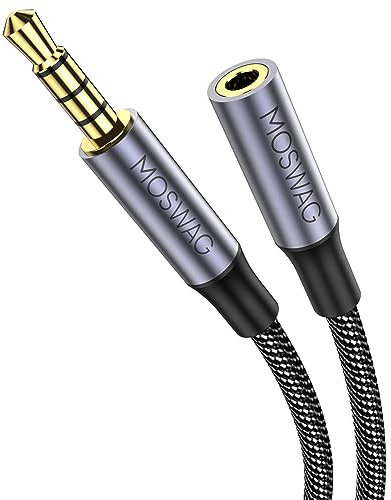 MOSWAG 3.5mm Stecker zu Buchse Verlängerungskabel mit Mikrofon Stereo Audio Adapter Nylon geflochten Kompatibel für Heim/Auto Stereos Smartphones Kopfhörer Tablets Media Player und mehr