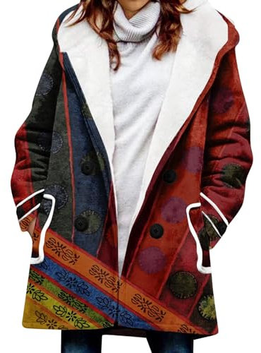 KONG JIMFAN Trachtenjacke Damen Boucle Jacke Damen Damen Regenjacke Skijacke Damen Strickjacken Für Damen Geburtstagsgeschenk Für Schwester Damen-Jeansjacken Flieder Pullover Jacke Damen(Wine,XXL)
