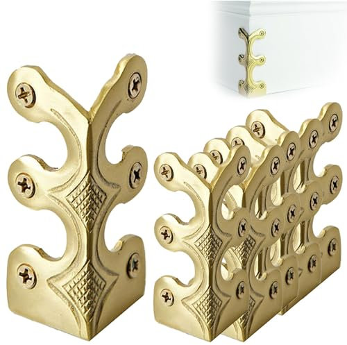 Skiffers Baseboard Corner Protectors, Solid Brass Skirting Board Corner Protectors, Skiffer Skirting Board Corner Protector, Brass Skiffers for Baseboards (Gold,8 Pcs)