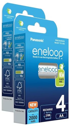 Eneloop - Lote de 2 pilas recargables (Ni-MH, 2000 mAh)