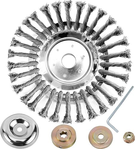 Tête Brosse Débroussailleuse, 200 x 25,4mm Brosse de Désherbage pour Débroussailleuse, Professionnelle Brosse à Joints Ronde en Acier pour Mauvaises Herbes, Jardin (8 Pouces)