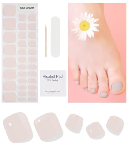 Ongles en Gel UV Semi Durci - 32 pcs D'orteil Vernis À Ongles Autocollants Auto-adhésifs Autocollant Pour Ongles en Gel Full Cover Décorations Manucure Pour Ongle D'orteil Longue