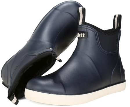 Stivali di gomma Uomini con Pelliccia Calda Foderata, Inverno Comodo Anti-Slip Gomma Half High Stivali invernali impermeabili Stivali da neve, Stivali da pioggia Scarpe di gomma Stivali da lavoro
