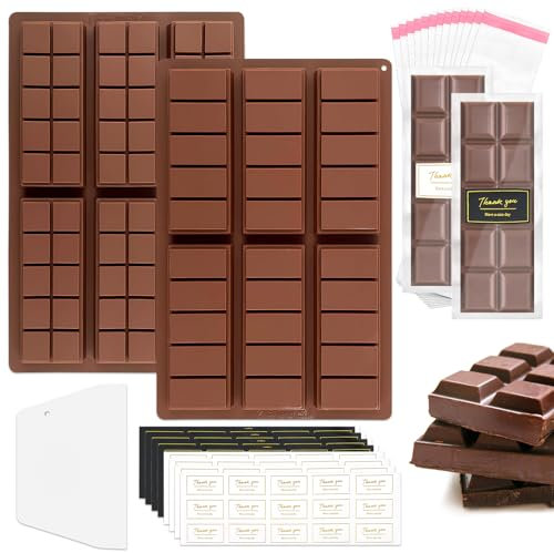 GreenYeah 2PCS Moules À Tablette de Chocolat, Moule À Chocolat en Silicone, Moule À Tablette De Chocolat Profond, Moule Silicone Chocolat, Moules À Chocolat Profonds Pour Chocolat Bonbons Glaçon