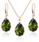 Linawe Tear Drop Earrings Jewellery Sets for Women, Fake Imitation Diamond Pendant Necklace, Birthstone Crystal Cubic Zirconia Dangle Earrings Set, Rose Gold Rhinestone Costume Jewellery Set