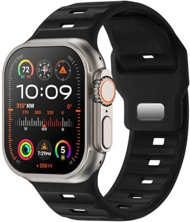 Raradev Sport Armband Kompatibel mit Apple Watch Ultra 3 Armband 49mm 46mm 45mm 44mm 42mm(S3 2 1), 26mm-breit Silikon Armband für Apple Watch Ultra 3/Ultra 2/ Ultra/SE/ 11 10 9 8 7 6 5 4 3 2 1