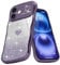 Teageo Cute Heart Pattern Curly Phone Case for iPhone 16, Wave Frame Glitter Case for Girls Women Aesthetic Bling Cover Shockproof Soft TPU Bumper for iPhone 16, Purple