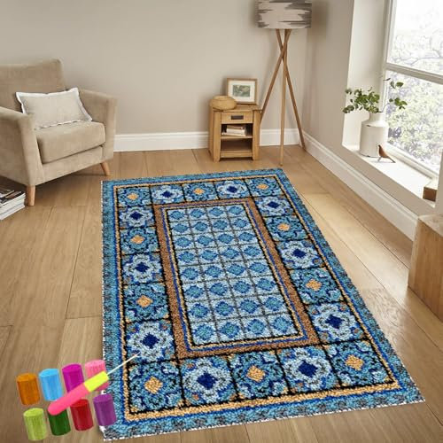 Knüpfteppich Zum Selber Knüpfen-Sets Groß Latch Hook Rug, Handarbeit Selbst Knüpfen Set, Vorgedrucktes Muster Leinwand Teppich Stickerei Handwerk Für Erwachsene Handarbeiten Diy Teppich 69 x 102 cm