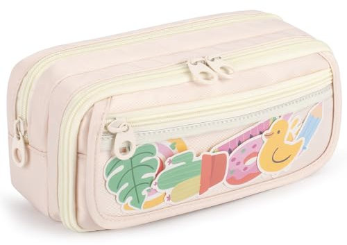 Bunnychic Estuche de Lápices Grande con Compartimentos, Bolsa Escolar con Cremallera para Adolescentes, Niños, Hombres y Mujeres, Estuche de Papelería para Escuela, Universidad y Oficina