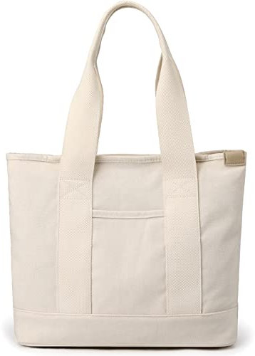 zhongningyifeng Lässige Damen-Einkaufstasche aus Segeltuch mit Tragegriff oben, große Kapazität, Einkaufstasche für Arbeit, Reisen (Beige, L)