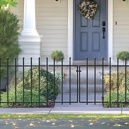 94 cm Ball Top Fence Section Black Galvanised Steel Panacea Fence System