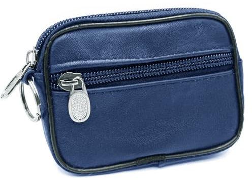 Charmoni - Portefeuille - Porte Monnaie - Multi Poches - en Cuir véritable - Top qualité - pour Homme (1, Bleu)
