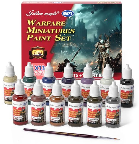 golden maple Acrylic Paint Set 13 Colors, Model Paint with 1 Fine Detail Paintbrush, Acrylic Paint Kit for Minature Painting, Craft Gifts, Ceramic, Fabric