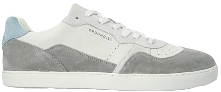 GROUNDIES Sneaker Damen Barfußschuhe Barefoot Nova GS1 Leder Weiß Blau, Schuhgröße:EUR 40