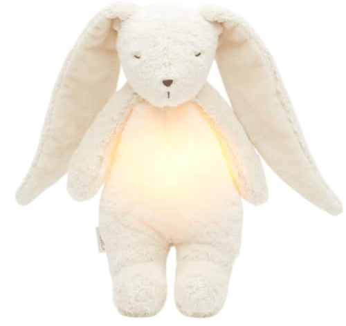 Moonie 2.0 Organic Humming Bunny with Night Lamp - Polar | Soothing White & Pink Noise Sleep Aid for Babies | Voice Recording | Rechargeable GOTS Certified Cotton | Calming Plush for Newborn & Toddler