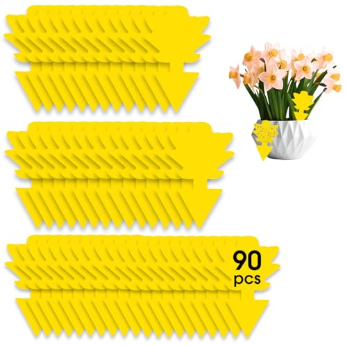 90 stycken flugfällor, plattor insekticidväxter gula mot myggor, skadedjursbekämpning, inga insekticider, gula klistermärken, mycket effektiv bananflugfälla