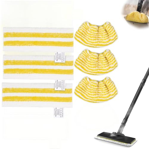 6 Pack Steam Cleaner Pads, Compatible with Karcher SC3, SC4, SC5, Washable and Reusable, Steam Mop Accessories for Floors, Tiles