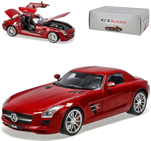 alles-meine.de GmbH Mercedes-B SLS AMG Coupe Rot C197 1/18 GTA Welly Modell Auto mit individiuellem Wunschkennzeichen