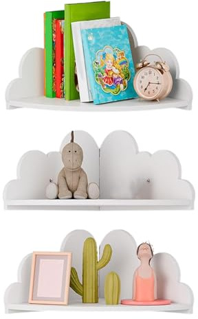 Eckbücherregal - 3-teiliges Wolken Wand Bücherregal für Wohndekoration | Eck Aufbewahrungsregal Ausstellungsständer | Für Heimdekoration Bücher Spielzeug Schlafzimmer Kinderzimmer Badezimmer Büro Wohn