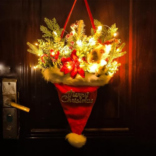 Weihnachtskränze Für Die Haustür,Leuchtender 69x38 cm Festlicher,Weihnachtsdekoration mit Girlande | Für Zuhause Außenbereich Feiertage Küche Kamin Winter Innenbereich Und Innenwanddekoration