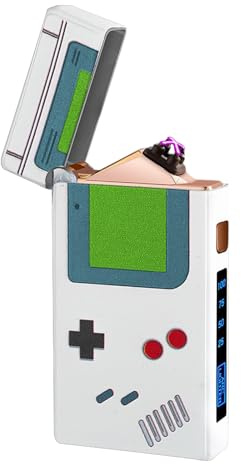 COMANYI Wiederaufladbares Feuerzeug USB Elektrisches Feuerzeug für Camping, Flammenlose Dual Arc Feuerzeuge mit LED Batterieanzeige für Männer (Game Boy)