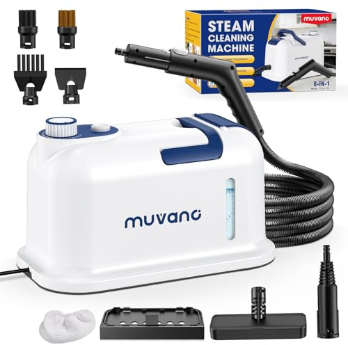 Muvano Steam Cleaner, 3 Level Adjustable Pressurized Portable Steam Cleaner, 15s Rapid Heat, Steam Cleaner Handheld with 1500ml Tank, Multi Surface Cleaning for Car Sofa Upholstery Floor Tile Grout
