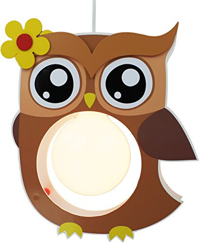 Elobra Kinderlampe Deckenleuchte Hängeleuchte Eule, Kinderzimmer, Holz, braun,A++, 40 x 30 x 10 cm