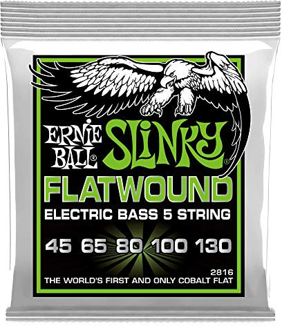 Ernie Ball, Regular Slinky 5-String Flatwound, Corde per basso elettrico a 5 corde, diametro 45-130