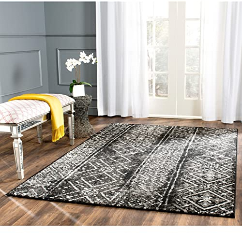 SAFAVIEH Adirondack Collection Accent Rug - 3' x 5', Black & Silver, Moroccan Boho Distressed Design, Non-Shedding & Easy Care, Ideal for High Traffic Areas in Entryway, Living Room, Bedroom (ADR111C)