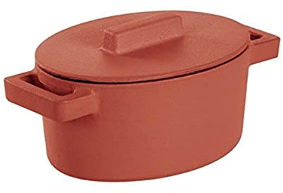 Sambonet Casseruola Ovale con Coperchio, Ghisa/Terracotta, Rosso Paprica, 0.45 Litri, 13 x 10 cm