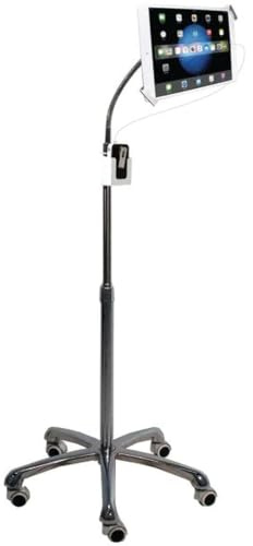 Gooseneck Floor Stand - CTA Heavy-Duty, Secure and Height-Adjustable Gooseneck Floor Stand for iPad 7th/ 8th/ 9th Gen 10.2, iPad Air, Surface Pro 4, & Other 7-13 Tablets, (PAD-SHFS) - Silver