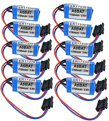A6BAT PLC 2/3A 3.6V 1700mAh Lithium Batterie mit US Stecker für Mitsubishi Servo A6BAT ER17330V - 10 Stück