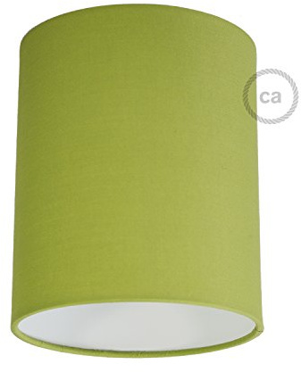 Lampenschirm Cilindro aus Stoff mit E27 Fassung - 100% Made in Italy - Leinwand Olivgrün