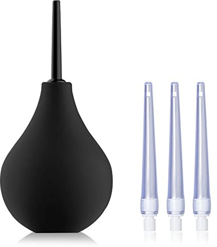 TopQuaFocus 224 ml Einlaufbirnen-Kit Analdusche und Vaginaldusche mit 4 Düsen(Schwarz)