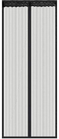 Gshy Fliegengitter Tür Magnetband selbstklebend Fliegengitter passgenau für Tür Vorhang Türvorhang Anti-Mückenschutz für Flure Türen Patio 100 x 210 cm (schwarz)