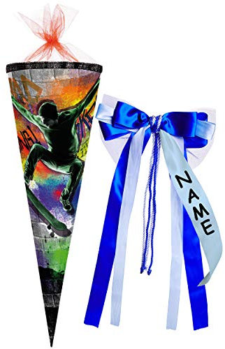 alles-meine.de GmbH stabile Spitze - aus Kunststoff - verschiedenes Zubehör frei wählbar - passend für Schultüte - Skateboard - Sport - 70/85 cm - incl. individueller - Zuc..