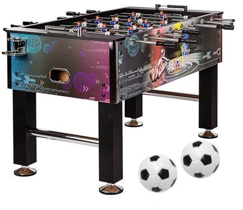 GAMES PLANET Kickertisch Leeds in 6 Farben, Tischfußball, Tischkicker, inkl. 4 Bälle + 2 Getränkehalter, ca. 60kg - Cyber