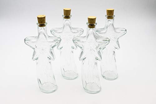 Flaschenbauer - 4 x Leere Glasflaschen 200ml Comet: Mini Glasflaschen Korken verwendbar als Weihnachtsgeschirr, kleine Flaschen zum Befüllen, Leere Schnapsflaschen klein, Deko Flaschen