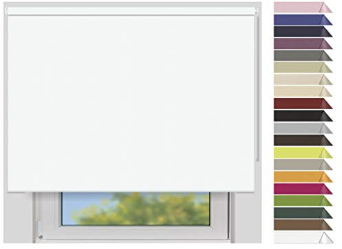 EFIXS Verdunklungsrollo Maxi - Rollos nach Maß - 32 mm Rollowelle - Stoffbreite bis 250 cm, Höhe bis 300 cm - Hier: bis 220 cm x 150 cm (BxH) - Weiss (7943) - mit & ohne Bohren