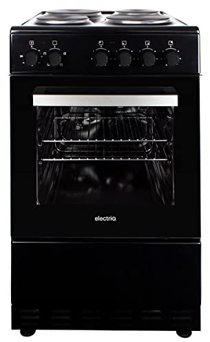 electriQ Black 50cm Electric Cooker with Solid Plate Hob