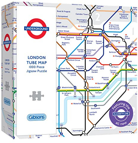 Gibsons London Underground Tube Map 1000 Piece Jigsaw Puzzle for Adults | TFL | Made in the UK | Sustainable London Underground Jigsaw | Great Britain | Transport for London | Gibsons Games