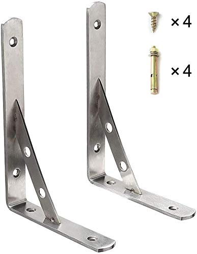 Schwerlastkonsole 400 * 240mm, 2 Stück Schwerlastträger aus 4mm Dick Edelstahl Regalträger Winkelträger Metall Regalwinkel Regalhalter mit Schrauben und Dübel, Silber
