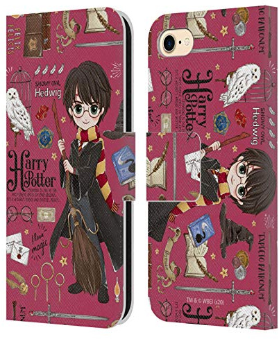 Head Case Designs Officially Licensed Harry Potter Harry Pattern Deathly Hallows XXXVII Leather Wallet Case Compatible With Apple iPhone 7/8 / SE 2020 & 2022