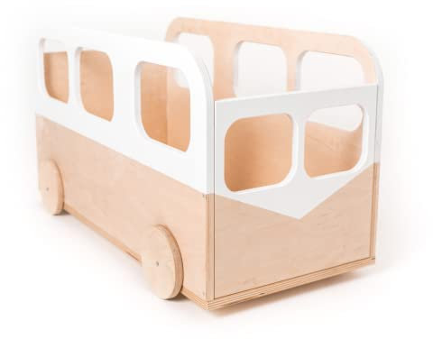EWART WOODS Aufbewahrungsbox für Kinderspielzeug, Holz, Bücherregal, Babyzimmer, Möbel, Bücherregal, Organizer mit Rollen (Weiss)