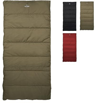 TETON Sports Evergreen Queen-Size-Schlafsack, Doppelschlafsack – EIN Warmer Schlafsack, den die ganze Familie genießen kann, ideal für Camping, Jagd und Basislager, Oliv/Stein